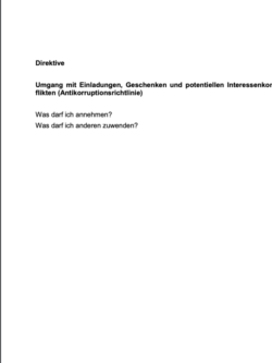 Deckblatt Antikorruptionsrichtlinie