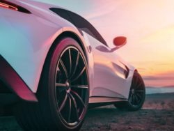 automotive in front of a sunset