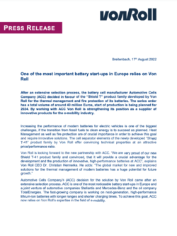 Cover of press release "Battery start up"