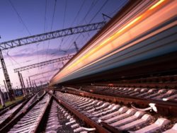 Lights on railroad line