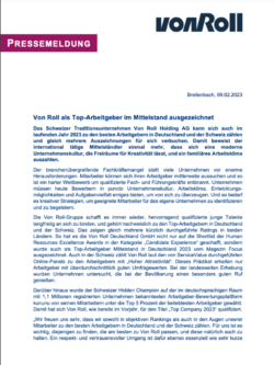 Cover Press Release "Top Employer"